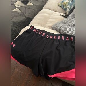 Under Armour Women's Athletic Shorts in Black and Pink